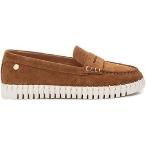 Carmelavoor vrouwen. 16232401-CAMEL Leren mocassins 162324 bruin (39), Leer, Plat, Geen, Casual