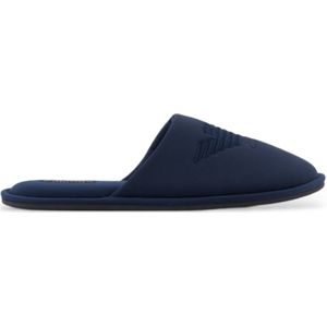 Emporio Armanivoor mannen. XJPM17_XD412 Navy logo slippers (41), Plat, Geen, Homewear, Marineblauw