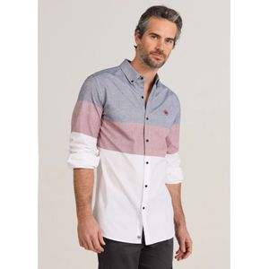 Bendorffvoor mannen. 840365249 Oxford overhemd met lange mouwen en witte strepen (S), Casual, Katoen