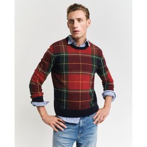 Gantvoor mannen. 8030223 Geruite trui rood (S), Casual, Wol