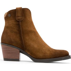 Porronetvoor vrouwen. 4653-020 Bruine Hebe Leren Cowboylaarzen met Ritssluiting (39), Leer, 5 tot 8 cm, Casual