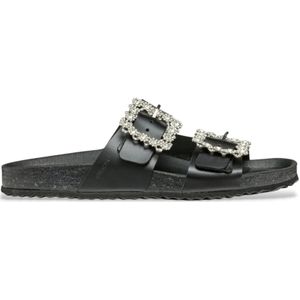 GEOX - Brionia - Leren Sandalen - Zwart - D45Y3A 000T5 - Plat