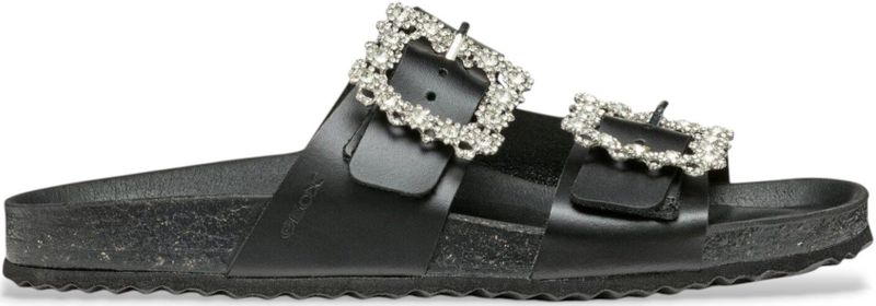 GEOX - Brionia - Leren Sandalen - Zwart - D45Y3A 000T5 - Plat