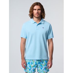 North Sailsvoor mannen. 692452 Poloshirt met blauw kraaglogo (S), Casual, Korte mouwen, Biologisch katoen, Duurzaam