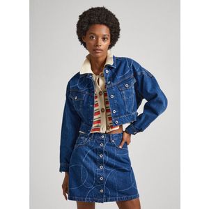 Pepe Jeansvoor vrouwen. PL402329 Foxley Jas met logo blauw (L), Casual, Katoen, Denim, Lange mouwen, Duurzaam