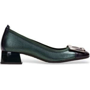 Hispanitasvoor vrouwen. CHI243673 Bolmet blauw-groene leren schoenen (37), Leer, Plat, Geen, Casual