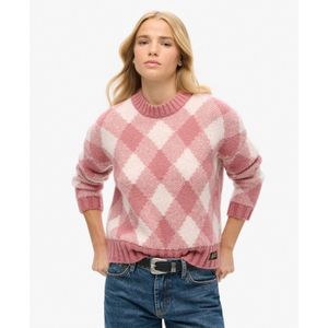 Superdryvoor vrouwen. W6110574A Roze trui met Argyle print (S), Casual, Acryl