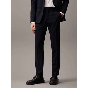 Calvin Kleinvoor mannen. K10K103084 Slim fit wollen pantalon marine (54), Casual, Feest, Klassiek, Elastaan, Marineblauw