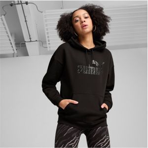 Pumavoor vrouwen. 68149201 Sweater ESS+ Animal zwart (XL), Casual, Sportief, Katoen, Meerdere sporten, Duurzaam