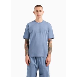 Armani Exchangevoor mannen. 6DZTLEZJ9JZ15DU Normaal model T-shirt blauw (M), Casual, Katoen, Korte mouwen