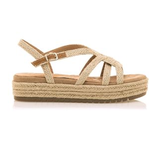 MTNGvoor vrouwen. 51261 Amelie sandalen goud -Hoogte hak 5cm (41), Goudkleurig, Stof, 3 tot 5 cm, Gesp, Casual