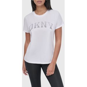 DKNY - Arched Varsity Rhinestone Ombre T-shirt - Wit - Dames