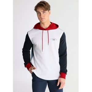 Lois Jeansvoor mannen. 166013001 Wit sweatshirt met capuchon en colour block design (S), Casual, Katoen