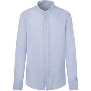 Hackett Londonvoor mannen. HM309742 Garment Dye Linnen Overhemd marine (3XL), Casual, Vlas, Klassiek, Lange mouwen, Marineblauw