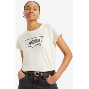 Levi'svoor vrouwen. A8804-0018 Vierkant grafisch T-shirt wit (XS), Casual, Katoen, Korte mouwen