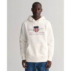 Gantvoor mannen. 2047082 Archive Shield hoodie gebroken wit (XS), Casual, Katoen, Lange mouwen