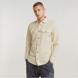 G-Starvoor mannen. D24963-D454-C487 Marine Slim overhemd beige (XL), Casual, Katoen, Lange mouwen, Duurzaam, Gerecycled Katoen