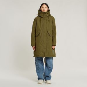 G-Starvoor vrouwen. D20128-D419-C744 Groene fishtail parka met capuchon (M), Casual, Polyamide, Duurzaam