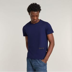 G-Starvoor mannen. D25087-C506-1305 Circle Back Grafisch T-shirt blauw (S), Casual, Korte mouwen, Biologisch katoen, Duurzaam