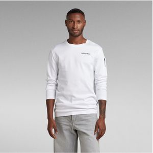 G-Starvoor mannen. D23329-D275-110 Sweatshirt Lichtgewicht Mouwen Pocket Relaxed Wit (L), Casual, Biologisch katoen, Duurzaam