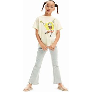 Desigualvoor meisjes. 24SGTK16 SpongeBob tie-dye T-shirt wit (5/6años= 116cm), Casual, Korte mouwen, Biologisch katoen, Duurzaam, kinderkled