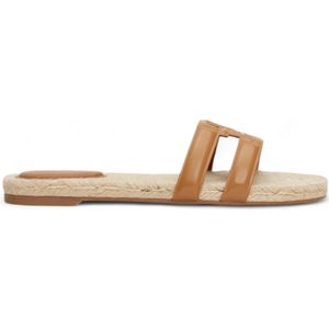 Tommy Hilfigervoor vrouwen. FW0FW07928 Leren sandalen in Espadrille-stijl met roze TH-monogram (40), Leer, Plat, Geen, Casual