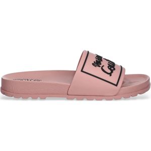 Versace Jeans Couturevoor vrouwen. 78VA3SQ2-71352 Roze teenslippers met logo (35), Plat, Geen, Casual, Strandkleding