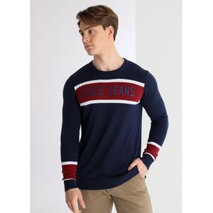 Lois Jeansvoor mannen. 176703994 Super hoge dichtheid marine logo jersey (S), Casual, Katoen, Marineblauw