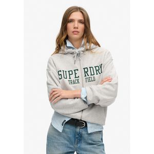 Superdryvoor vrouwen. W2012300A Boyfriend College grijs sweatshirt met capuchon en ritssluiting (XL), Casual, Katoen