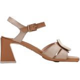 Hispanitas - Mallorca - Leren Sandalen - Beige - Hakhoogte 6,5 cm