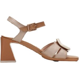 Hispanitas - Mallorca - Leren Sandalen - Beige - Hakhoogte 6,5 cm