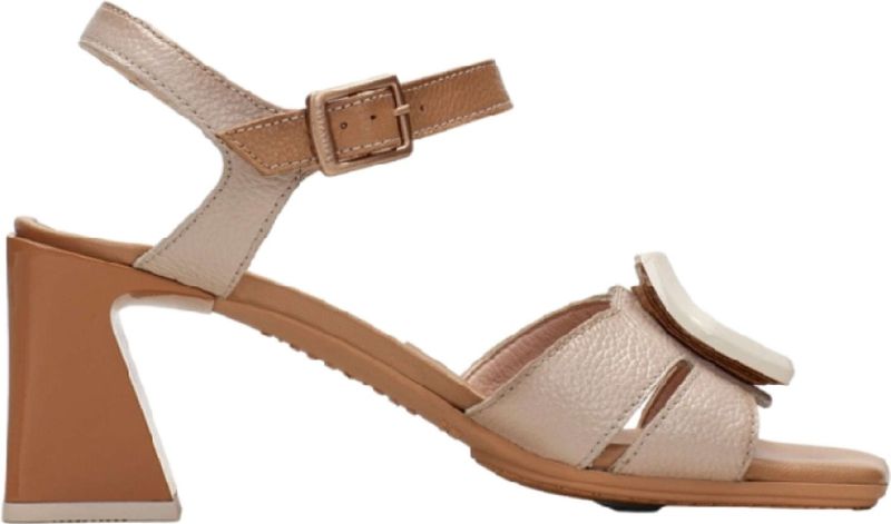Hispanitas - Mallorca - Leren Sandalen - Beige - Hakhoogte 6,5 cm