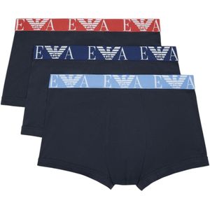 Emporio Armanivoor mannen. 111357_4F715 3-pack boxerslip van biologisch katoen met glanzende ASV marine logostreep (S), Homewear, Marineblau