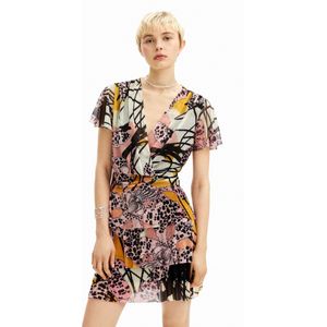 Desigualvoor vrouwen. 24SWVK52 Orchideeën mini jurk M. Christian Lacroix veelkleurig (M), Casual, Polyester, Korte mouwen