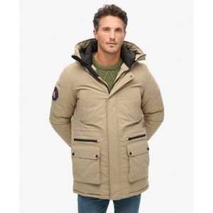 Superdryvoor mannen. M5011909A City gewatteerde parka beige (S), Casual, Gerecycled polyester