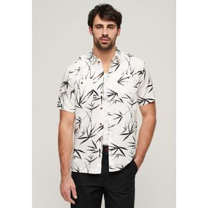 Superdryvoor mannen. M4010793A Wit strandshirt met korte mouwen (XXL), Casual, Katoen