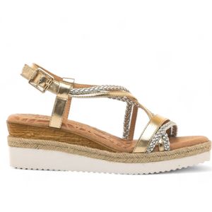 MTNGvoor vrouwen. 59612 Gouden Klein Sandalen (41), Goudkleurig, 3 tot 5 cm, Gesp, Casual