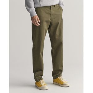 Gantvoor mannen. 1505222 Twill regular fit chino broek zwart (32/34), Casual, Katoen