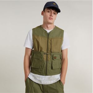 G-Starvoor mannen. D24287-D387-724 Vest P-35T groen (S), Casual, Katoen, Duurzaam