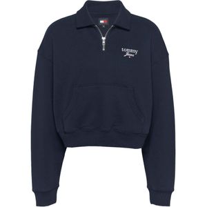 Tommy Jeansvoor vrouwen. DW0DW18759 Trui halve rits marine (S), Casual, Biologisch katoen, Marineblauw