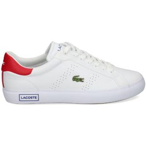 Lacostevoor mannen. 47SMA0083_5T9 Trainers Gevulkaniseerd wit, rood (40), Plat, Veters, Casual