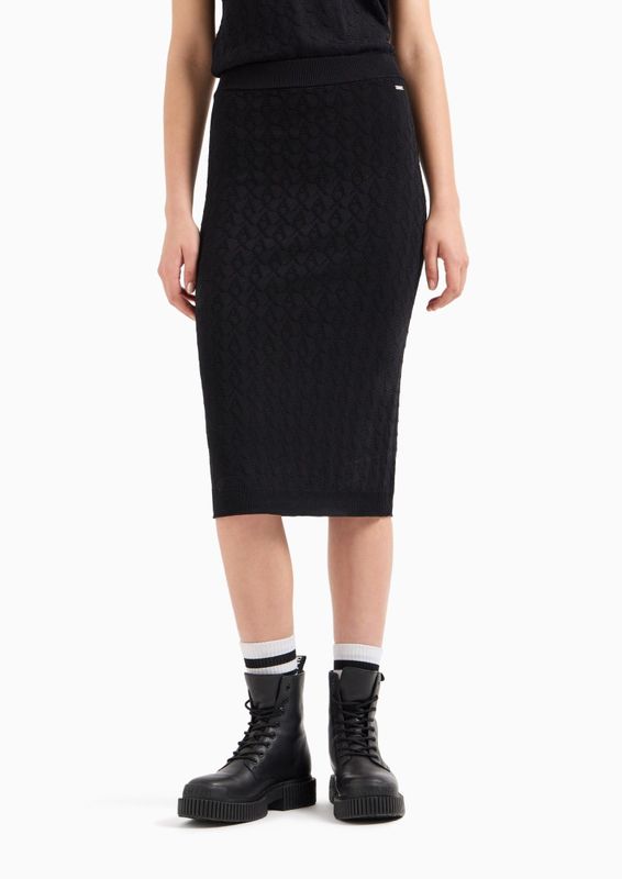 Armani Exchange - Monogram Longuette Rok - Wit - Dames