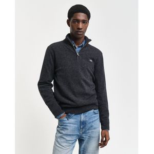 Gantvoor mannen. 8050282 Trui met halve rits in marine extra fijne lamswol (XL), Casual, Marineblauw