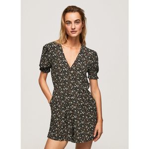 Pepe Jeans - PL230454 - Overall - Zwart - Korte Mouwen - Bloemenprint - Duurzaam