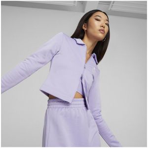 Pumavoor vrouwen. 53900425 Classics Cropped T-shirt Lila (S), Casual, Katoen, Lange mouwen, Duurzaam