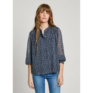Pepe Jeans - PL305007 - Blouse - Blauw - Casual - Polyester - Lange Mouwen