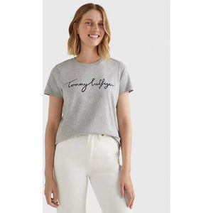 Tommy Hilfiger T-shirt met korte mouwen voor dames, grijs (Light Grey Htr), XS