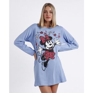 Disneyvoor vrouwen. 61177-0-000204 Minnie Grow-Hemd met lange mouwen blauw (L), Homewear, Katoen