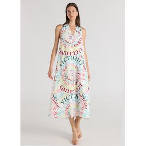 Victorio & Lucchino, V&Lvoor vrouwen. 340488148 Midi-jurk met veelkleurig halsdetail (XS), Casual, Polyester, Mouwloos / spaghettibandjes