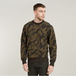 G-Starvoor mannen. D25104-D325-G739 Island Camo sweatshirt groen (L), Casual, Camouflage, Lange mouwen, Biologisch katoen, Duurzaam